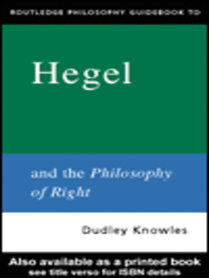cover image of Routledge Philosophy GuideBook to Hegel and the Philosophy of Right